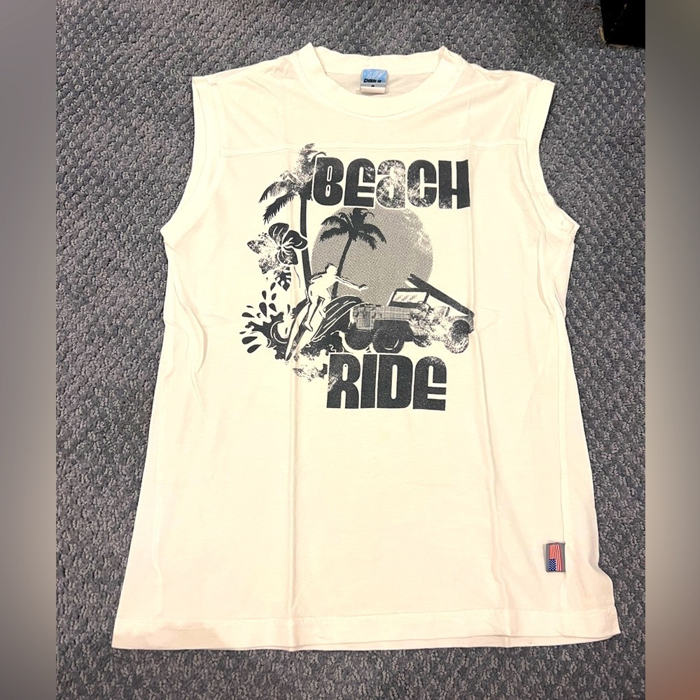 Charlie Rocket White Tank Top Beach Ride Graphic